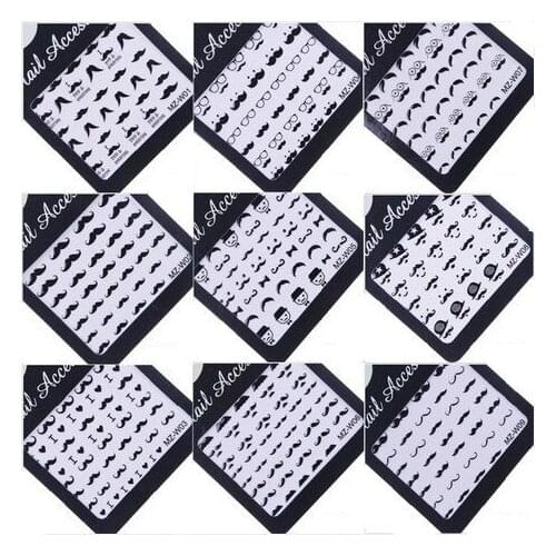 Wholesale 3D Nail Art Decoration Beard Design Nail Decal 24 Styles Self-adhesive Nail Tips Beauty Seal 100pcs/lot free shipping