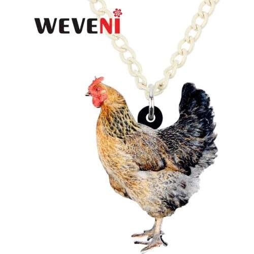 WEVENI Original Acrylic Chicken Hen Necklace Pendant Chain Choker Fashion Farm Animal Jewelry For Women Girl Hot Accessory Gift