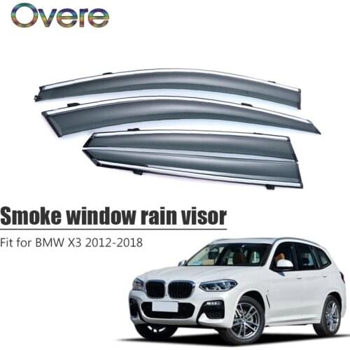 Overe 4Pcs/1Set Smoke Window Rain Visor For BMW X3 2012 2013 2014 2015 2016 2017 2018 Awnings Shelters Guard Accessories