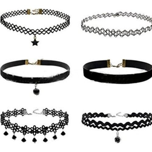 Hollow Designs Black Leather Velvet Choker Necklace Layer Chockers Vintage Gothic Jewelry Goth Necklace for Women Collier Femme