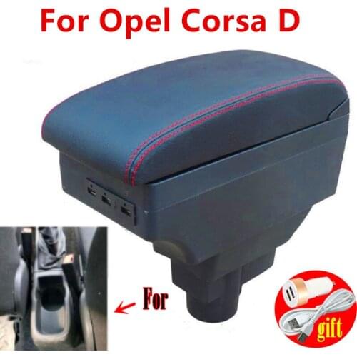 For Opel Corsa Armrest box For Opel Corsa D Car armrest box accessories interior storage box Retrofit parts With USB LED