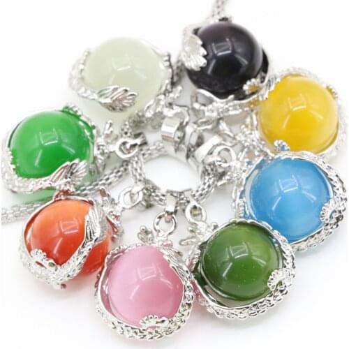 Charms Dragon Winding Animal Stone Pendant Jewelry Making 20x27mm Opal Round Ball Inlay Cat Eyes Crystal Beads Findings B3299