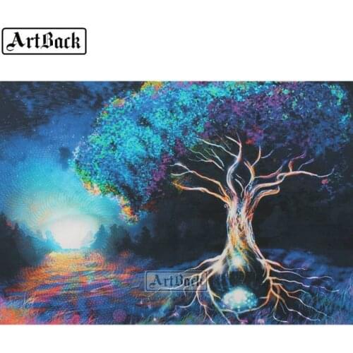 Full Square 5D Diamond Painting Tree Landscape 3d Sticker Embroidery Home Decoration Mosaic Artwork