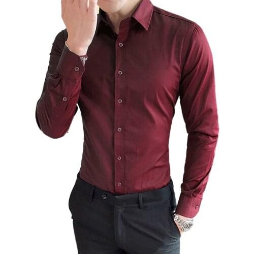 2021 New Fashion Cotton Long Sleeve Shirt Solid Slim Fit Male Social Casual Business White Black Dress Shirts 5XL Red Blue Khaki