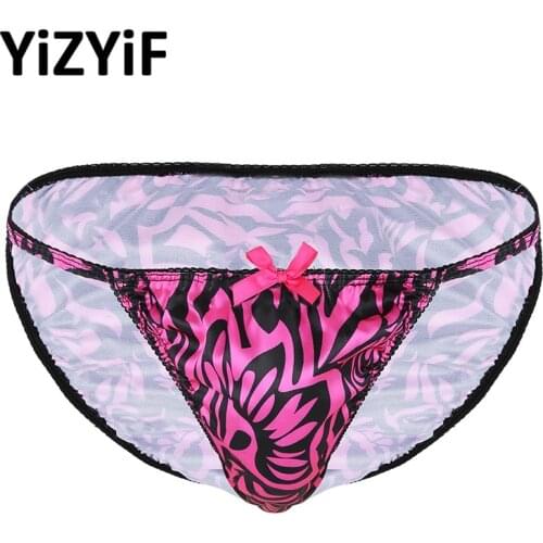 Gay Men underwear Sissy panties men Lingerie Soft Fabric Floral Print Lace Low Rise High Cut Bikini Briefs Underwear Panties