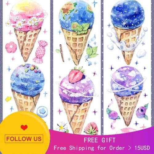 1 Loop Teak Club Transparent Decorative Washi Tape Sample Sweet Ice Cream Pet Release Paper
