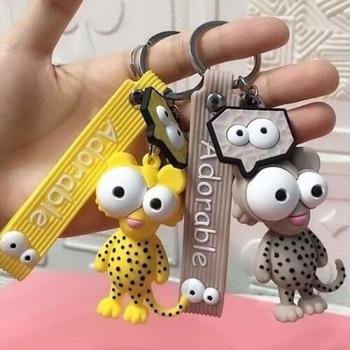 1PC Big Eyes Keychain Holder Cartoon Animal Pendant Bag Hanging Wrist Strap Elephant Doll