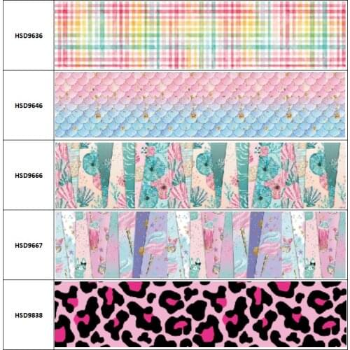 10yard New Ice Cream Colorful Leopard Carton Printed Grosgrain Ribbon Accessory Hairbow Headwear Decoration DIY OEM 38MM 75MM