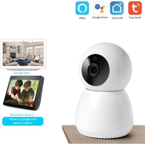 2.0MP WiFi IP Camera Smart Home Two Way Audio Security CCTV Camera Tuya App Voice Control Baby Monitor Work With Google/Alexa