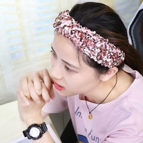 30pcs/lot DIY Simple Multi Fabrics Tie Knot Sequins Scales Head Bands TOPPER Wide HeadBands Hair Styling Tools Accessory HA1525