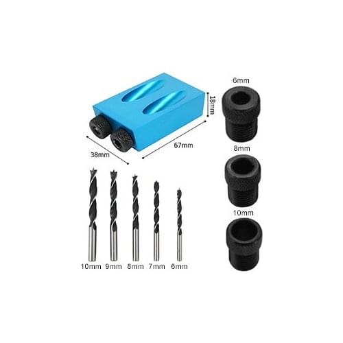 34PCS Oblique Hole Locator Drill Bits Pocket Hole Jig Kit 15 Degree Angle Drill Guide Set Hole Puncher DIY Wood Tools