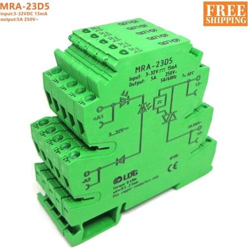 5pcs MRA-23D5 Smart PLC Interface Solid State Relay Module 5A Input: AC Voltage