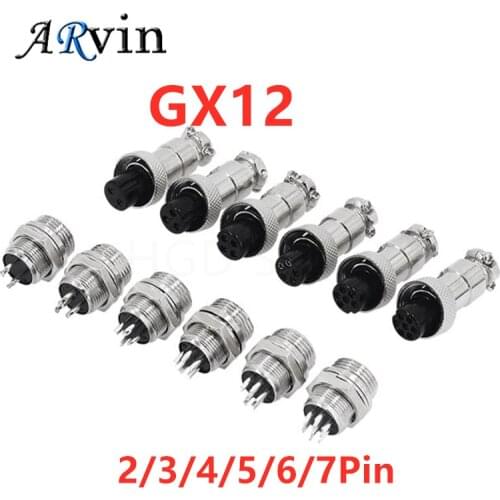 1Set GX12 Butt Type Aviation Plugs Sockets 2/3/4/5/6/7 Pin Male + Female 12mm Aerial Plugs Sockets Aviation Connector