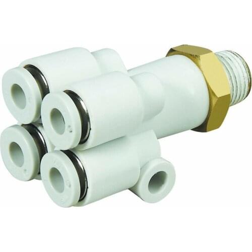 Free shipping pneumatic fittings part Brass Male thread Five-Way U type connector sorts size for PU hose/Nylon hose components