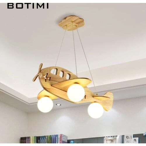 BOTIMI 220V LED Wooden Rings Pendant Lights For Dining Hotel Hall Suspension Lamp Foyer Kitchen Hanging Home Deco Lighting