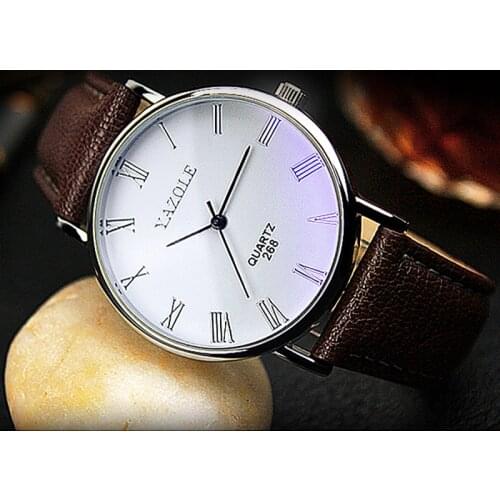 Brand Business Fashion Clock Unique Casual Leather Watches Yazole Men Watch Simple Style Quartz Mens Watches Relogio Masculino