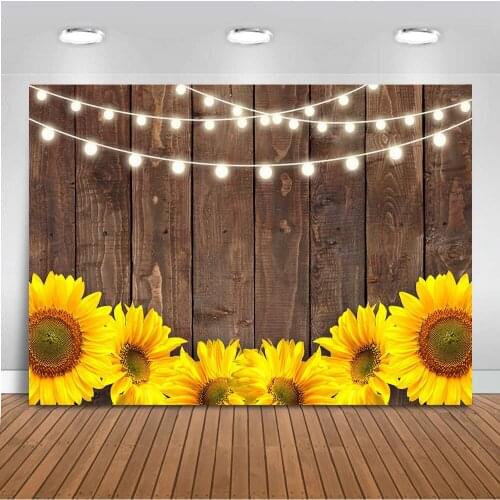 Sunflower Rustic Wood Backdrop Wooden Texture Board Wall Wedding Bridal Shower Birthday Party Photography Background