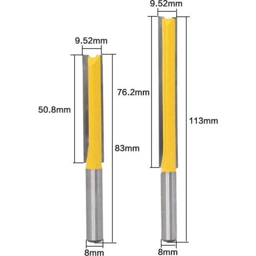 1Pc 8mm Shank Long Cleaning Bottom Router Bit Cutter CNC Woodworking Clean Bits