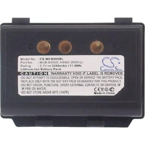 Cameron Sino 3200mAh Battery HSM3-2000-Li, MCB-6000S for M3 Mobile eTicket, Rugged, UL10