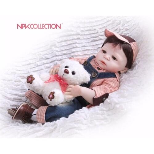NPK New D 57CM Full Body Silicone Boy Reborn Babies Doll Toys Prince Babies Doll Wig Hair Birthday Gift the best Xmas gift