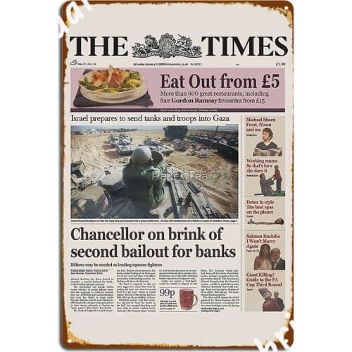 Bitcoin Genesis Block Newspaper Metal Plaque Poster Cinema Living Room Mural Decoration Garage Decoration Tin Sign Poster