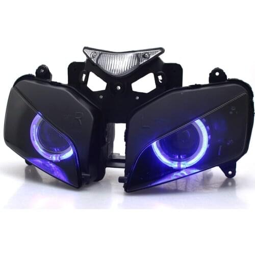 Motorcycle Headlight Assembly Xenon HID Projector Conversion LED Blue Angel Eyes Headlamp For Honda CBR1000RR CBR 1000 RR 04-07