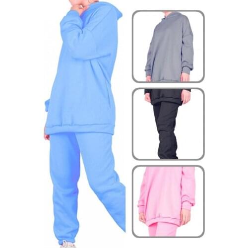 Soft Stylish Tight Ankle Pants Hoodie Suit Fashion Hoodie Suit Long Top for Work