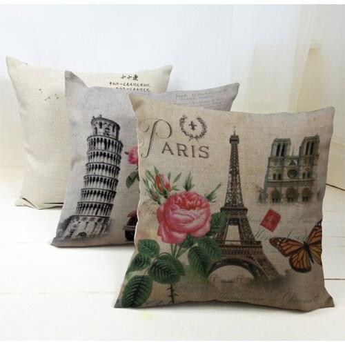 Tower of Pisa Cushion Covers Paris Italy France tower Pillow Cases Car Interior Home Decorative Throw Pillows Flower Live Case