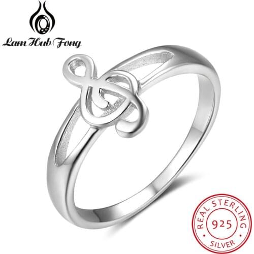 New 925 Sterling Silver Musical Note Women Rings Female Finger Rings for Women S925 Silver Jewelry Size 6 7 8 9 (Lam Hub Fong)