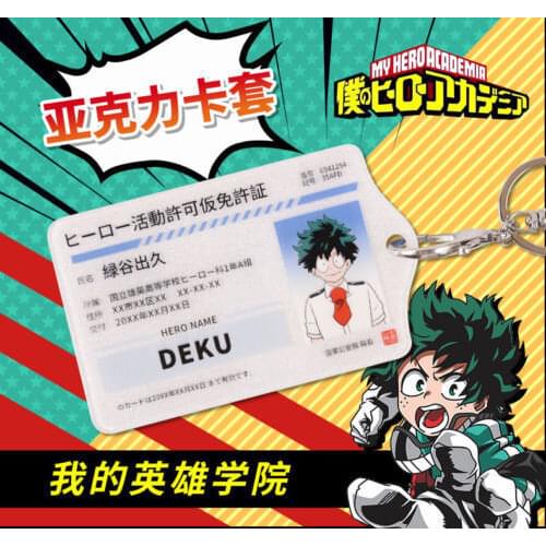 New Anime My Hero Academia Midoriya.Izuku Bakugou Katsuki Acrylic ID Cards Holder Keychain Bags Pendant Cosplay props Gifts