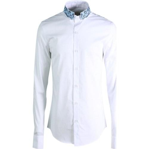 New Style Embroidered Xiangyun Pattern Fashionable Men Classic Fashion Casual long sleeve Shirts mens plus size M L XL2XL 3XL4XL