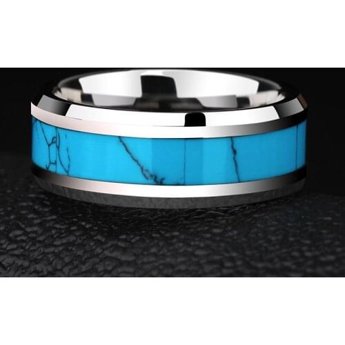 New Arrival 8mm Width Tungsten Carbide Wedding Rings Band for Woman Man Inlay Blue Stones Comfort Fit Size 6-14 Free Shipping