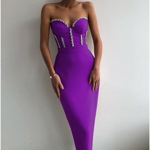 Wholesale Womens Multi-Color Beaded Strapless Tight Sexy Club Celebrity Cocktail Party Bandage Dress
