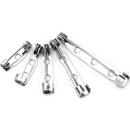 50pcs/lot Stainless Steel Brooch Base Easy-Lock Pin Back Brooch 14 17 19 25 32mm Bar Glue on/ Sewing on Base Setting