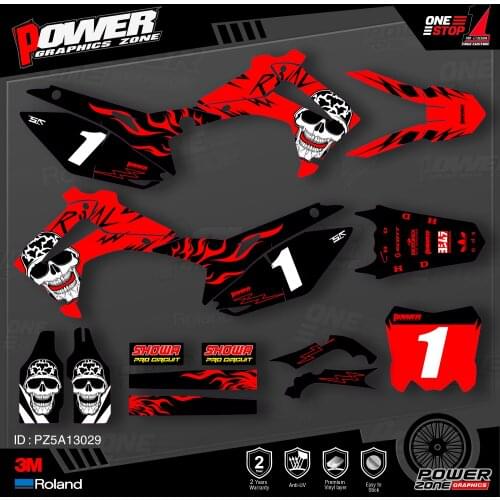 PowerZone Custom Team Graphics Backgrounds Decals 3M Stickers Kit For HONDA 2014-2017 CRF250R 2013-2016 CRF450R 029