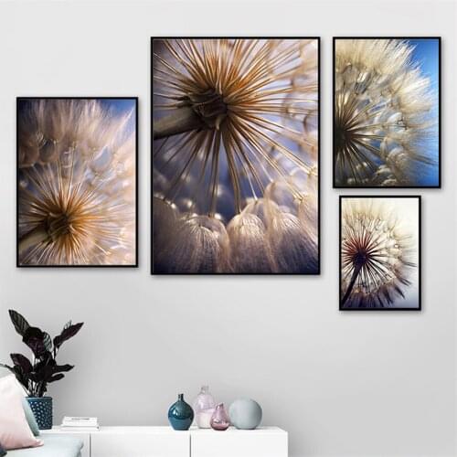 Nordic Style Pink Dandelion Flower Posters and Prints Living Room Scandinavian Wall Art Canvas Abstract Painting Home Decoration