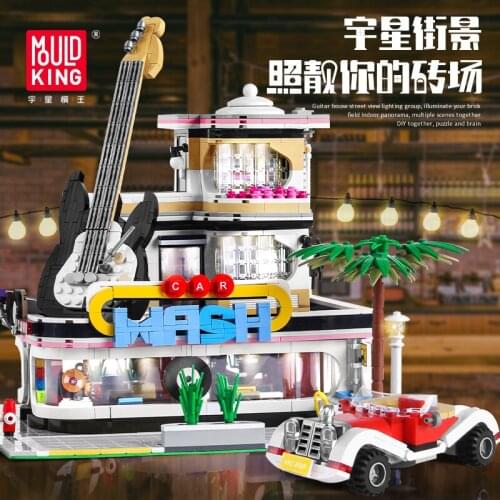 MOULD KING 16002 Guitar Shop 2168pcs Architecture Models Building Blocks Assemble Bricks Kids DIY Toys
