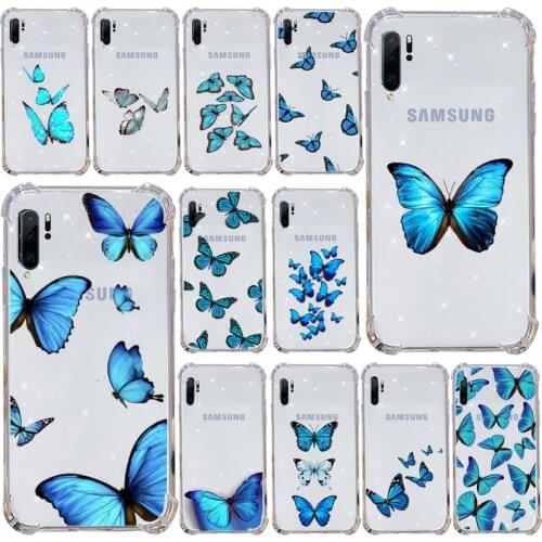 Blue Butterfly Phone Case Transparent Clear For Samsung Galaxy A71 A21s S8 S9 S10 plus note 20 ultra