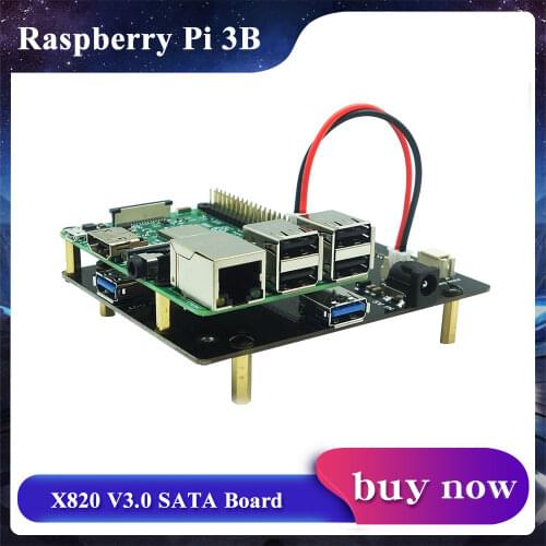 Raspberry X820 V3.0 2.5 inch SATA HDD/SSD Storage Expansion Board for Raspberry Pi 3 B / 3B +/ 2B