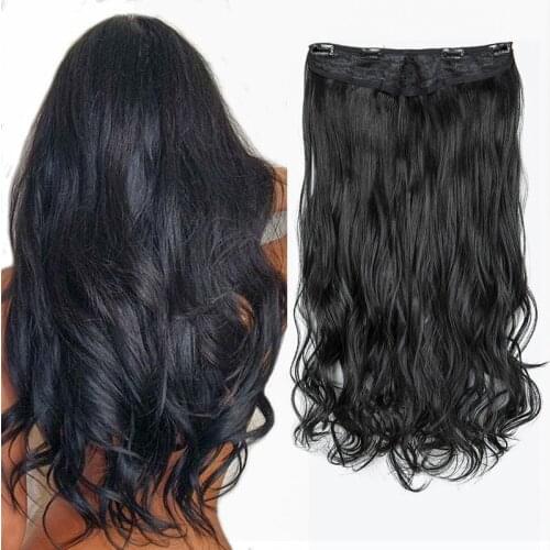Lelinta V-Shaped Hair Extensions One Piece U Part Synthetic Straight Curly Wave Clips In Hairpiece