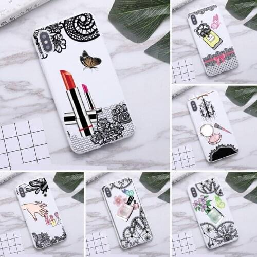 HOTCASHOP Girls cosmetics Phone Case for iPhone 12 mini 11 Pro Max X XR XS 8 7 6s Plus Candy white Silicone Cases