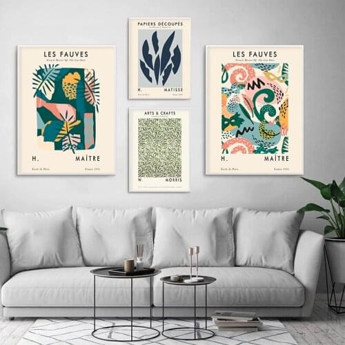 Nordic Matisse Morris Canvas Painting Flower Leaves Coral Posters And Prints Abstract Wall Art Pictures Living Room Decor