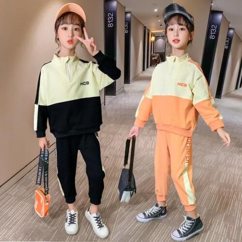 Outfits Girls Tracksuit 2021 Fall Sweatshirt+leggings Children Clothing Kids Sport Clothes 6 7 8 9 10 11 12 13year