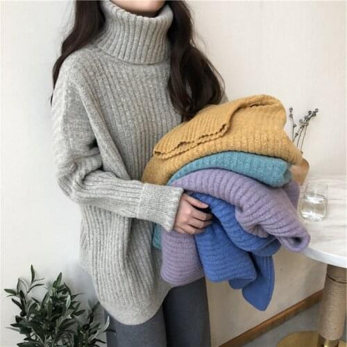 Autumn and Winter 2020 New Thickened Turtleneck Knitted Sweater for Women Versatile Pullover Top