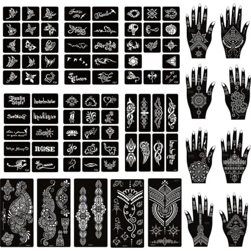 Xmasir 36 Sheets Airbrush Tattoo Stencil for Henna Body Art Painting,Temporary Glitter Tattoo Templates Kit for Kids Adults