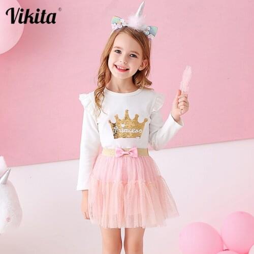 VIKITA Girls Glitter Tutu Skirt Kids Girls Princess Skirts Children Star Sequins Ball Gown Skirt Tulle Skirt for Children