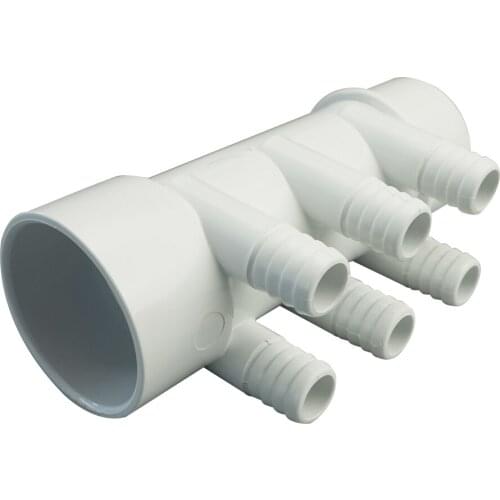 PVC Water Manifold 2"S x 2" S with 6 3/4" Ports , 2" PVC Manifold female inlet and male outlet,Spa Hot tub