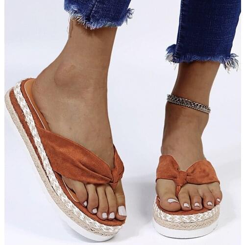 High-quality Non-slip Thick Flat-bottomed Slope Flat Bottom Thick Bottom Slope With Womens Hemp Rope Sole Beach Slippers