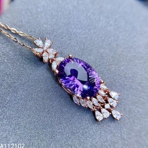 KJJEAXCMY fine Jewelry 925 Sterling Silver natural Amethyst Girl new noble Pendant Necklace Chinese style hot selling