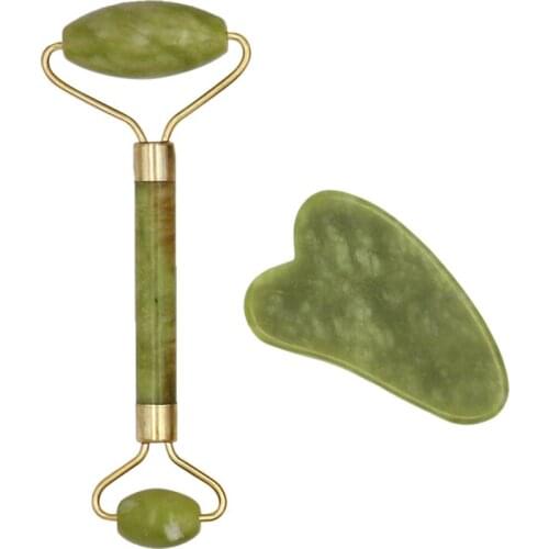 Green Facial Jade Roller Massager Eye Face Neck Relaxation Slimming Tool Jade Roller Massager Face Body Head Neck Foot Stone